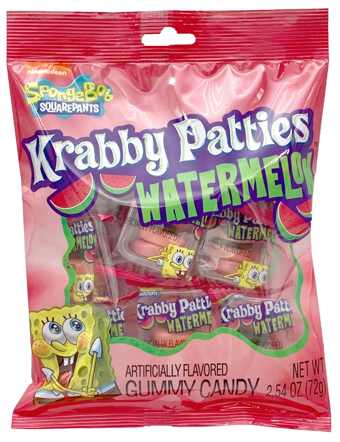 Frankford Spongebob Gummy Krabby Patties Watermelon Peg Bags 2.54oz X 12 Units // Exp 30 June 2026 - CandyStation