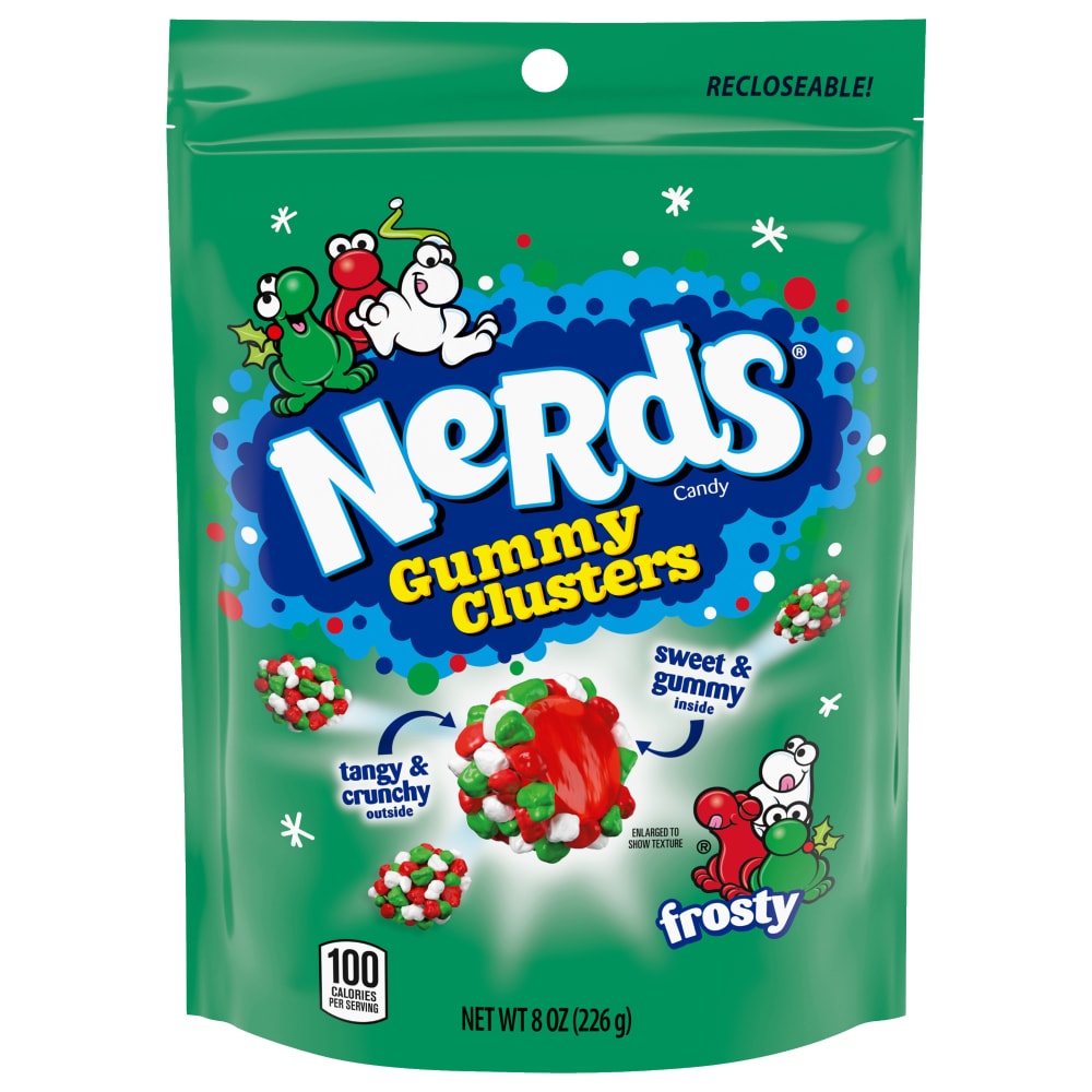 Xmas - Nerds Frosty Gummy Clusters Stand Up Bag 8oz X 6 Units
