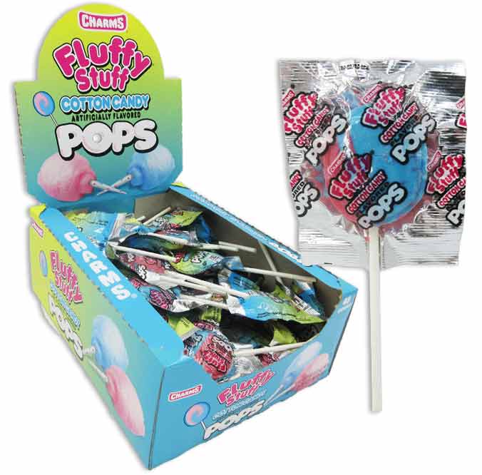 Charms Fluffy Stuff Cotton Candy Pops 48 Units