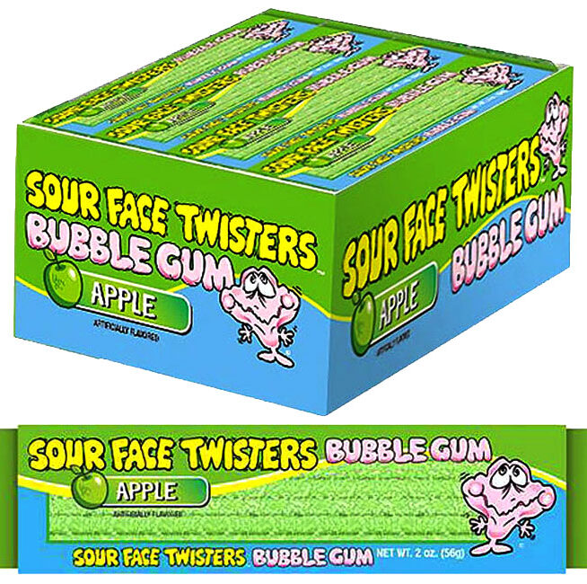Face Twister Sour Bubblegum Green Apple 2oz X 12 units