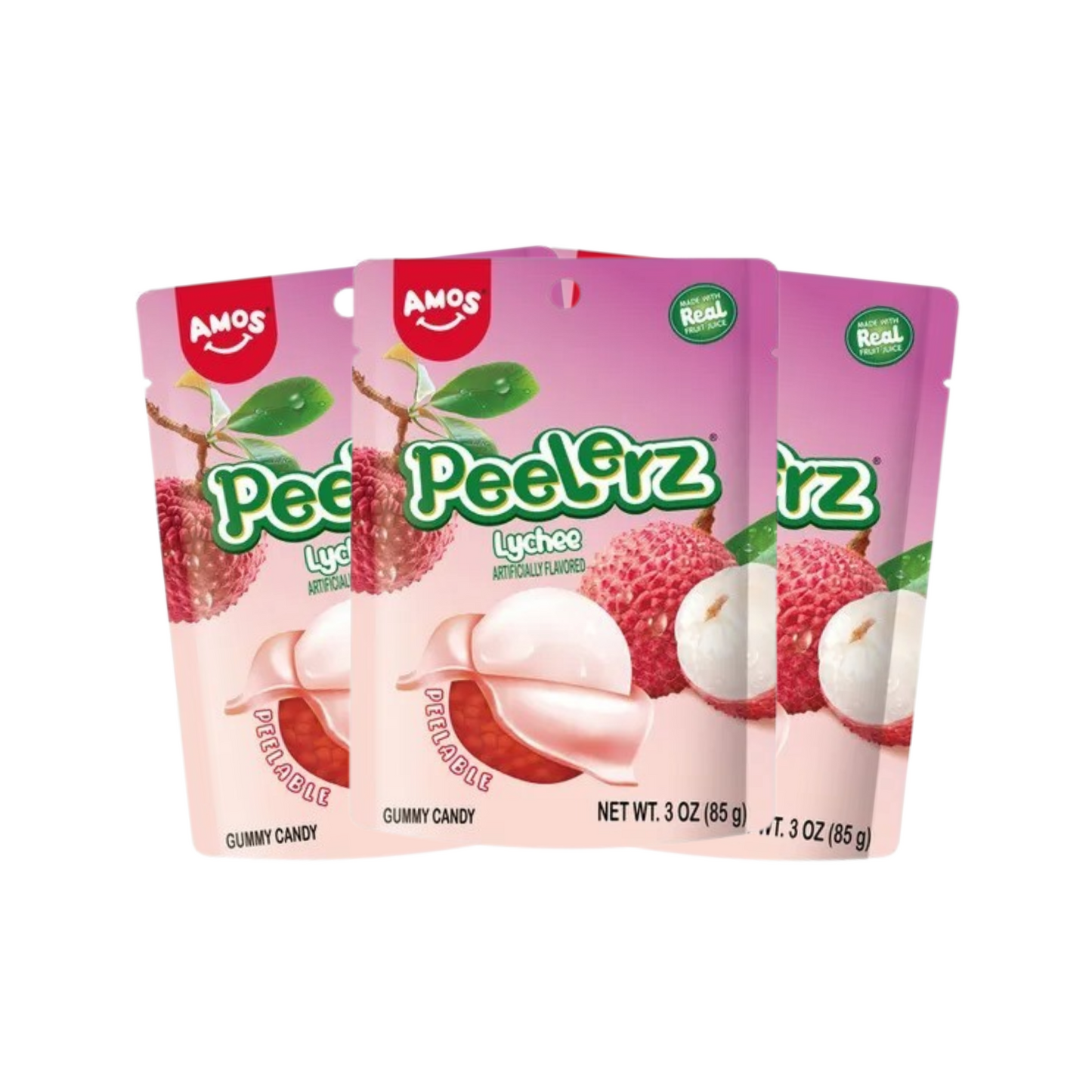 Amos Peelerz Gummy Lychee 3oz X 24 Units