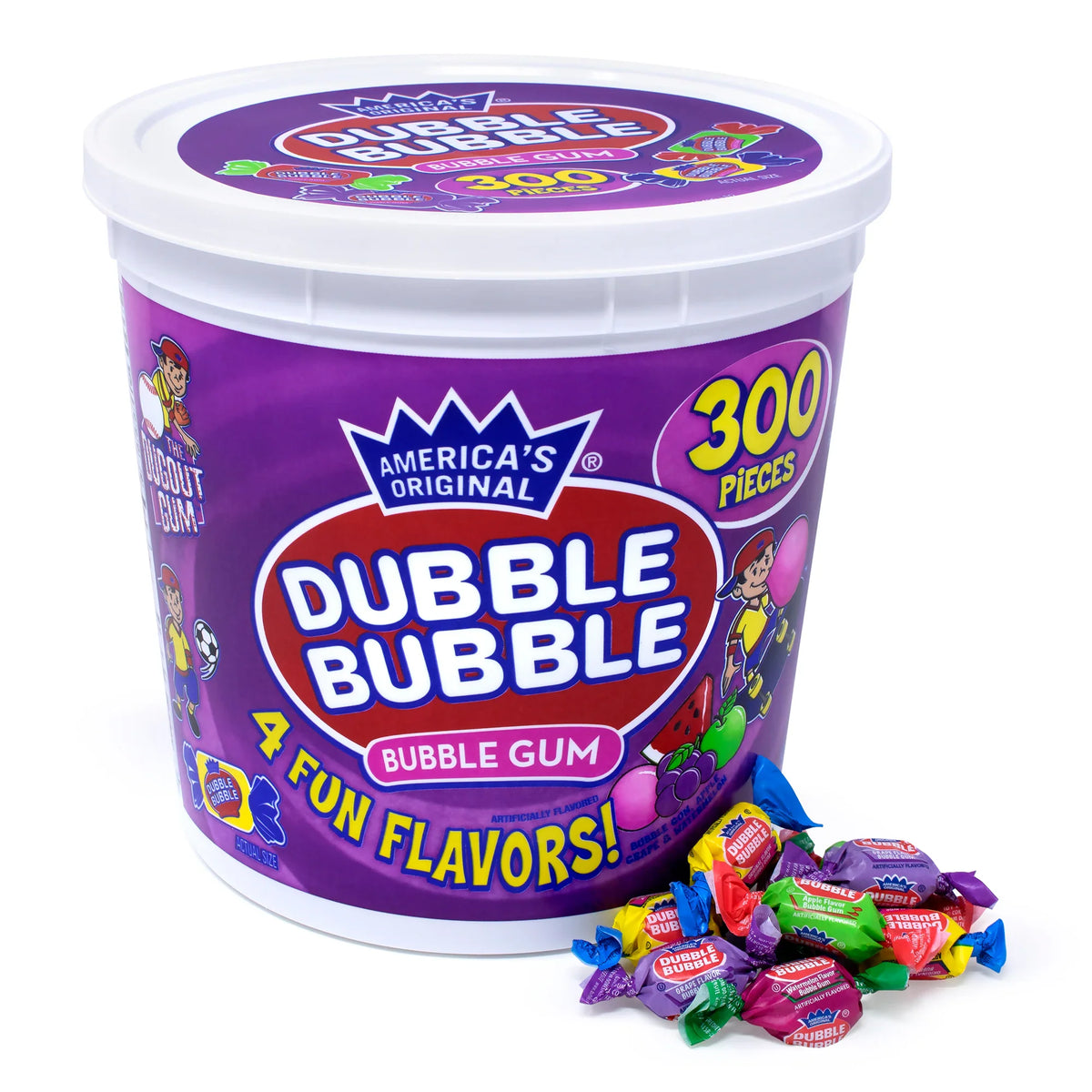 Dubble Bubble 4 Flavor Tub 47.5oz (300 Pieces)