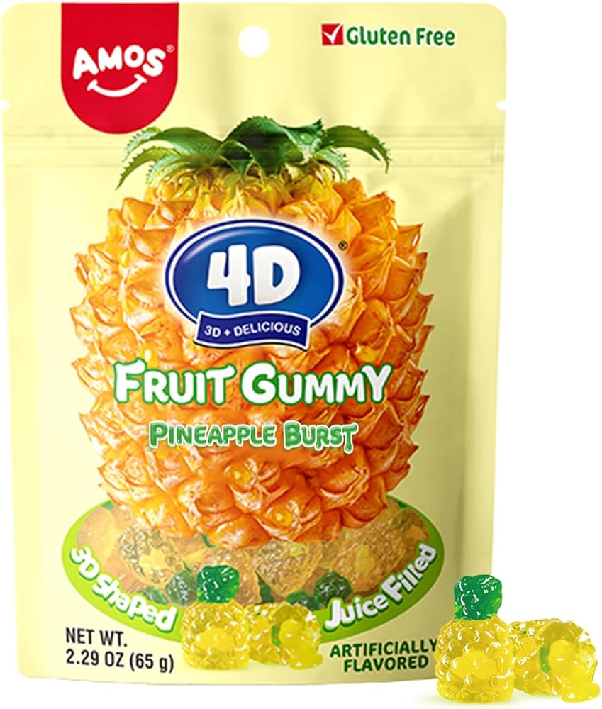 Amos 4D Gummy Pineapple Burst Sub Bag 6oz x 12 Units // Exp 20 May 2026