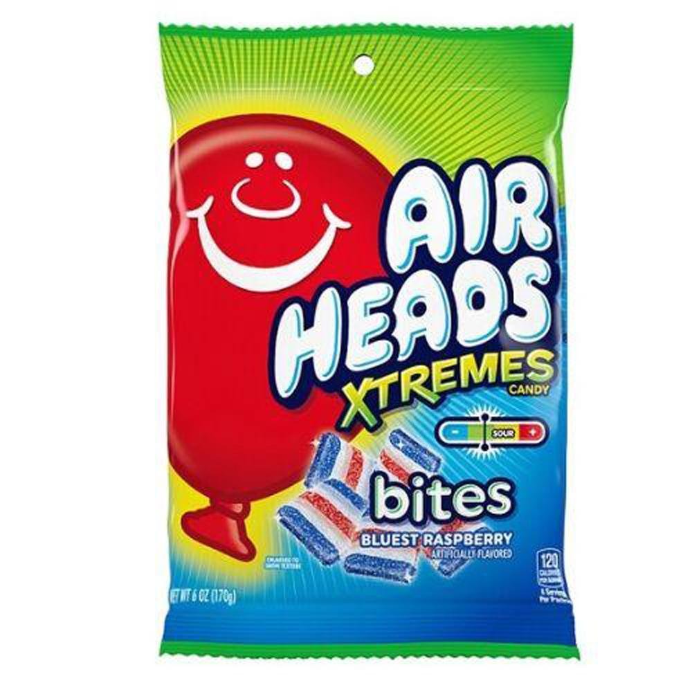 Airheads Xtreme Bites Blue Raspberry Peg Bag 6oz X 12 Units - CandyStation