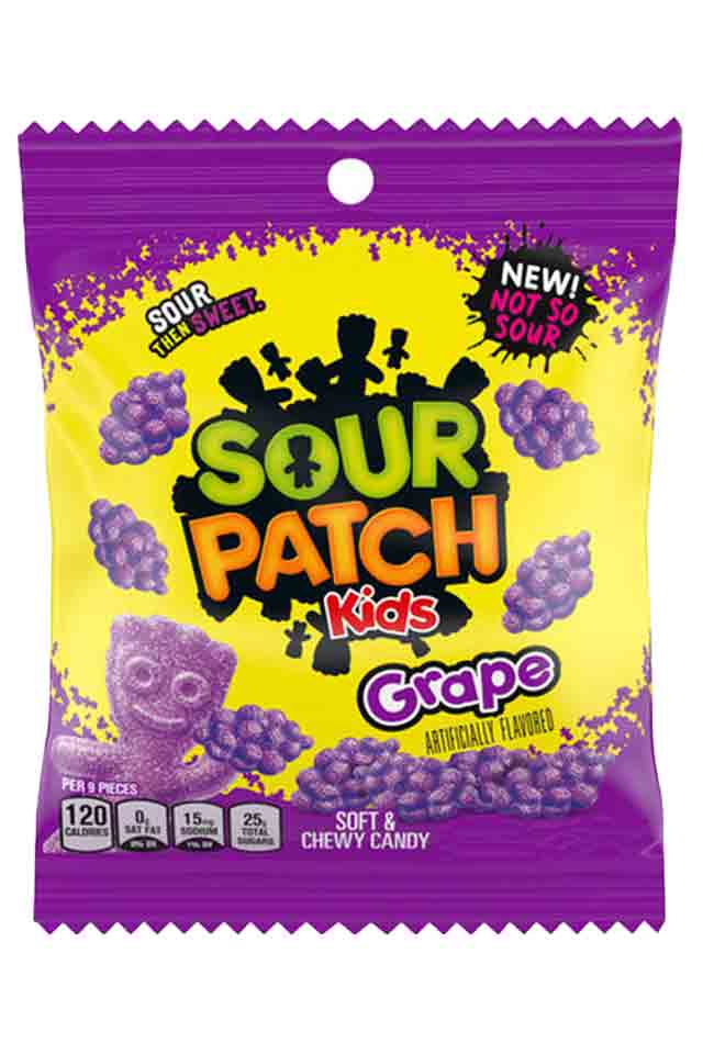 Sour Patch Kids Grape Peg Bag 3.58oz X 12 Units - CandyStation