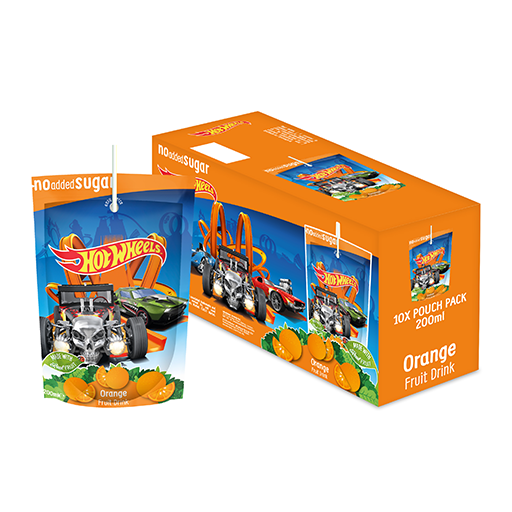 Hot Wheels Orange Fruit Pouch drink 200ml X 10 Units