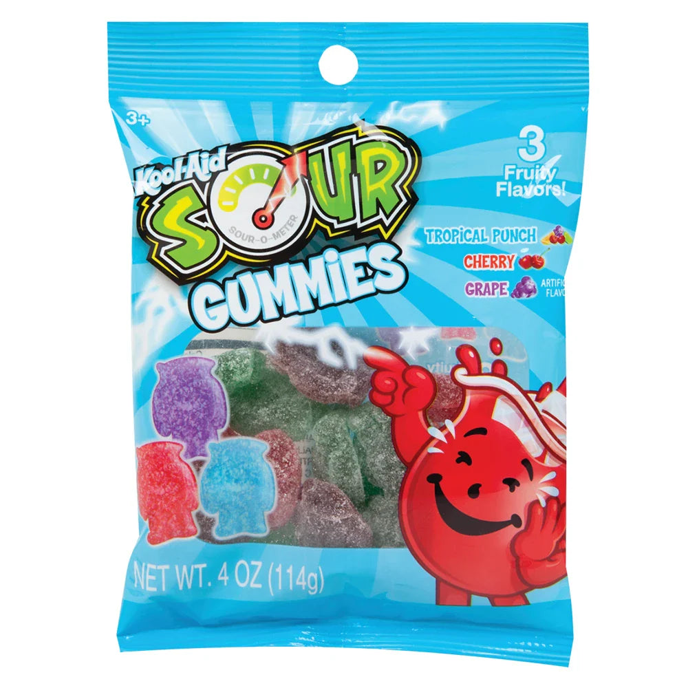 Kool-Aid Sour Gummies Peg Bag 4oz X 12 Units // Exp 04 May 2026