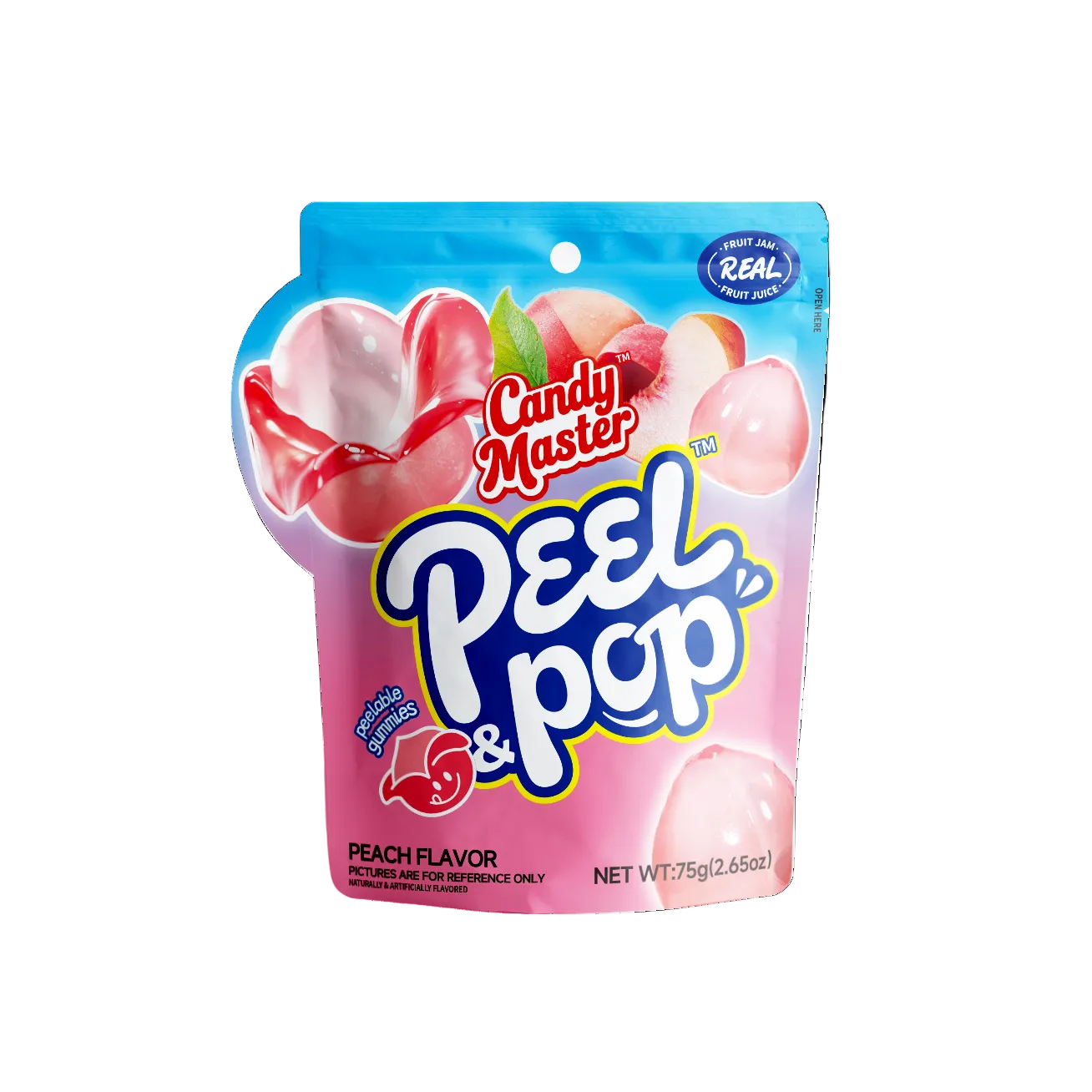 Candy Master Peel and Pop Peach Gummies 2.65oz X 12 Units