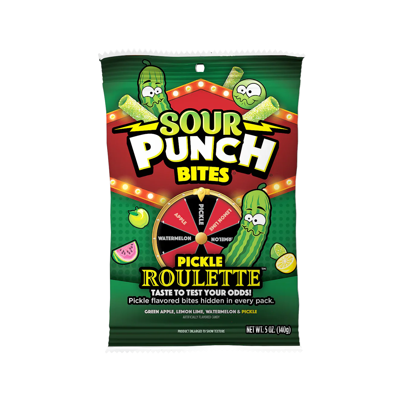 Sour Punch Pickle Roulette Peg Bag 5oz X 12 Units