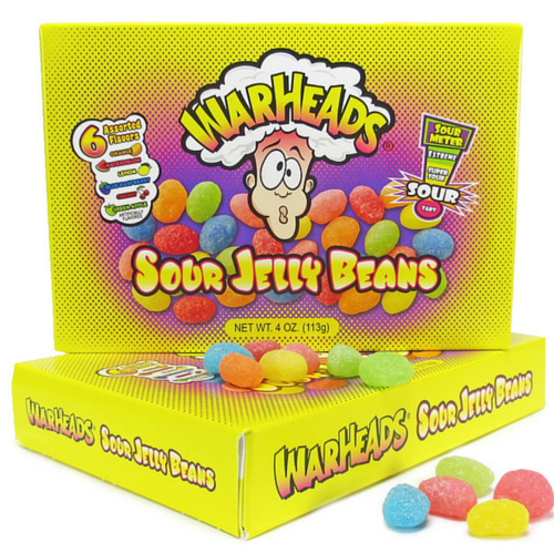 Warheads Sour Jelly Beans Theater Box 4oz X 12 Units - CandyStation
