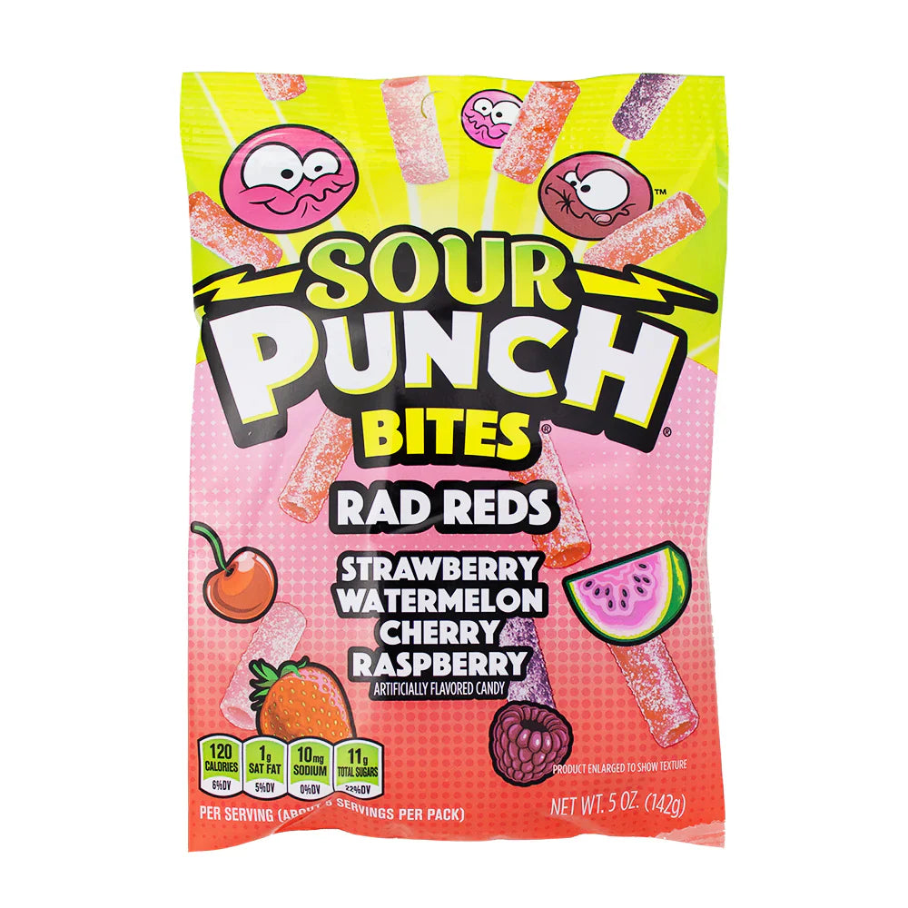 Sour Punch Rad Reds Bites Peg Bag 5oz X 12 Units