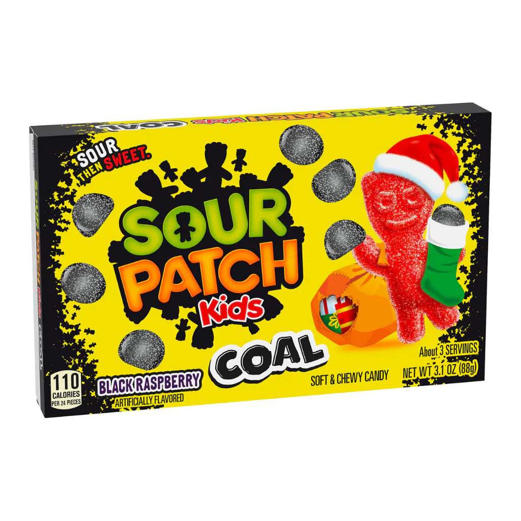 Xmas - Sour Patch Kids Coal Theatre Box 3.1oz X 12 Units