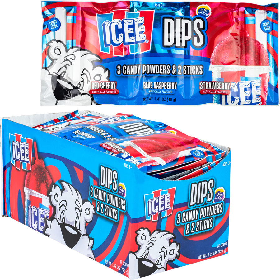 Koko's Icee Dips Candy Powder & Sticks 3pk 1.41oz X 18 Units