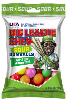 Big League Chew Sour Gumballs Peg Bag 3oz X 12 Units