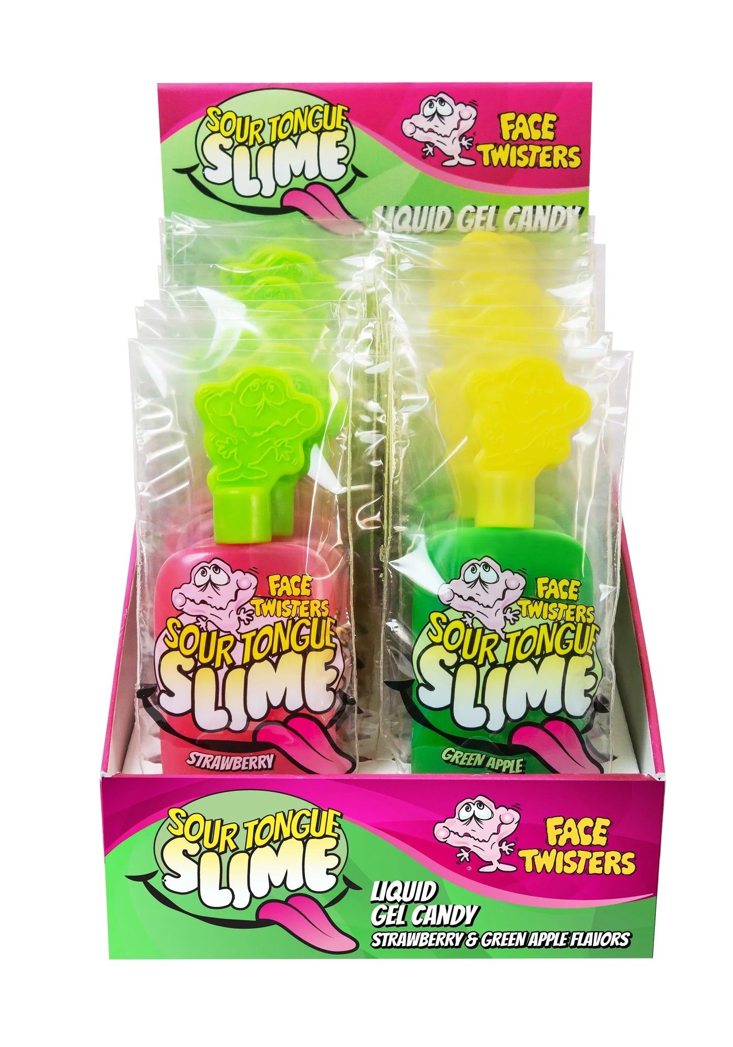 Face Twisters Sour Tongue Slime Strawberry/Apple 1.4oz X 24 Units
