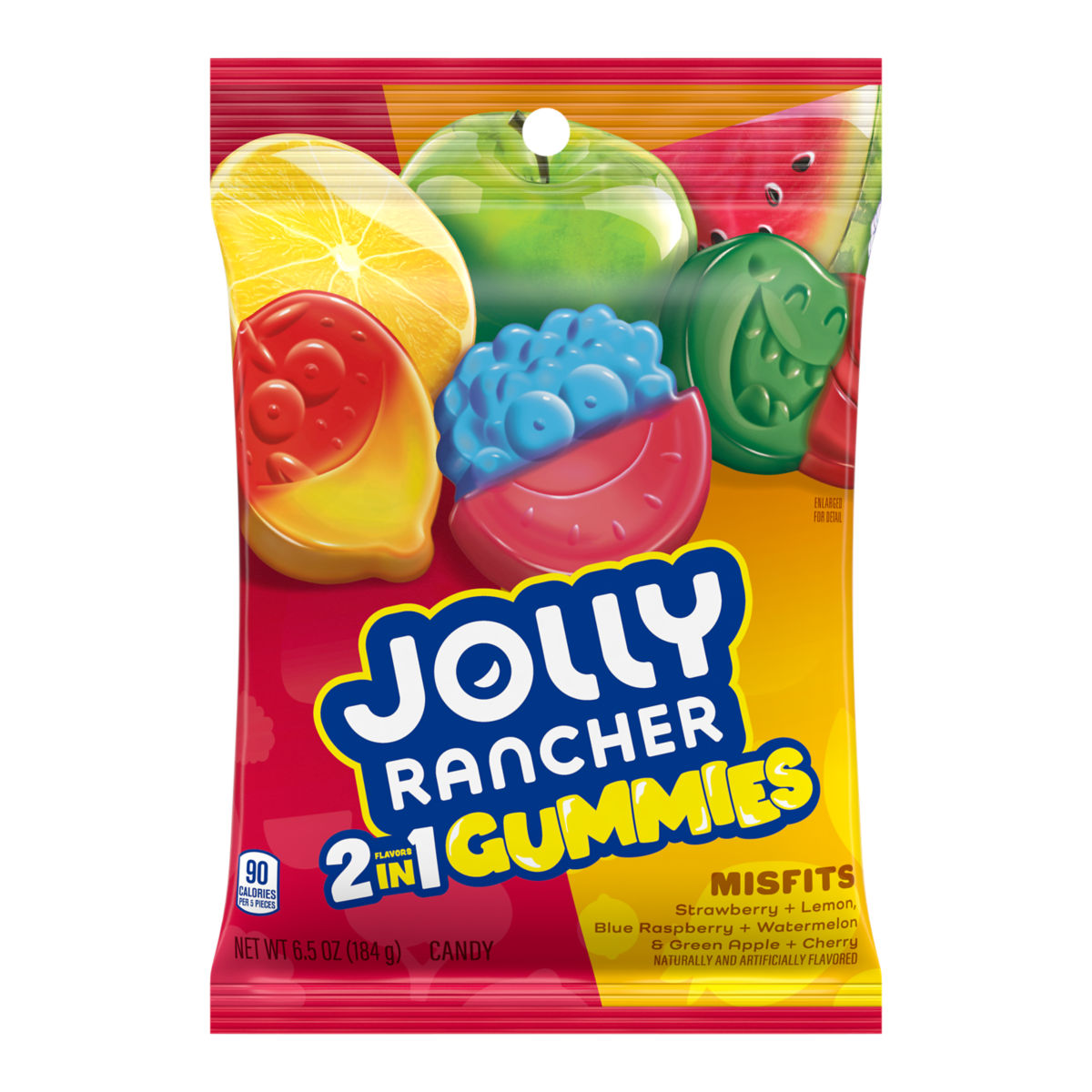Jolly Rancher 2 in 1 Misfits Gummies Peg Bag 6.5oz X 12 Units
