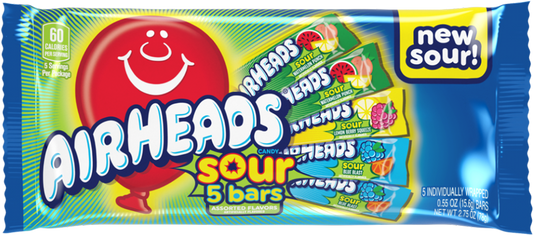 Airheads 5 Bar Pack Assorted Sour Flavors 2.75oz X 18 Units