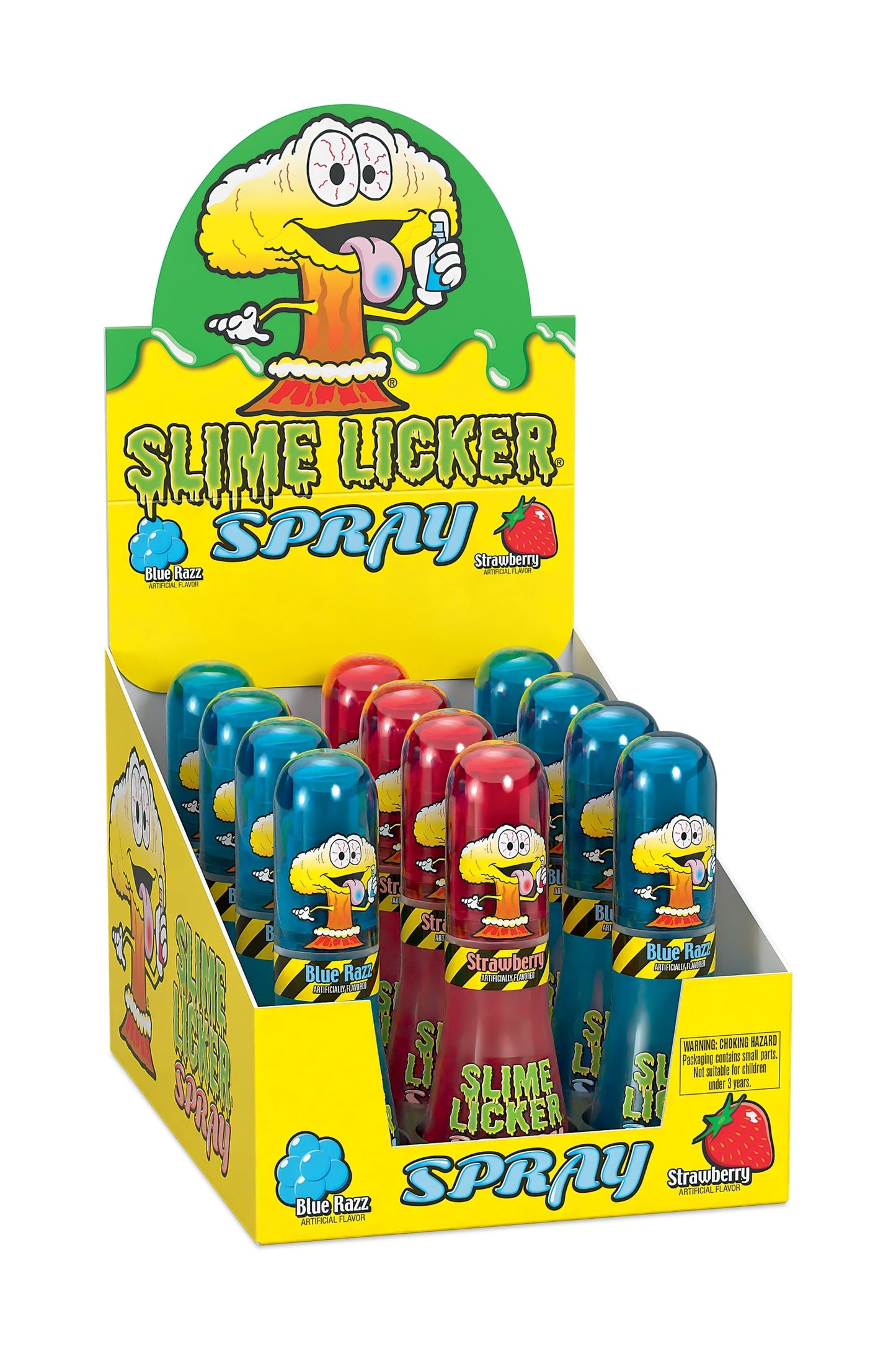 Toxic Waste Slime Licker Spray Blue Razz and Strawberry 0.95oz X 12 Units
