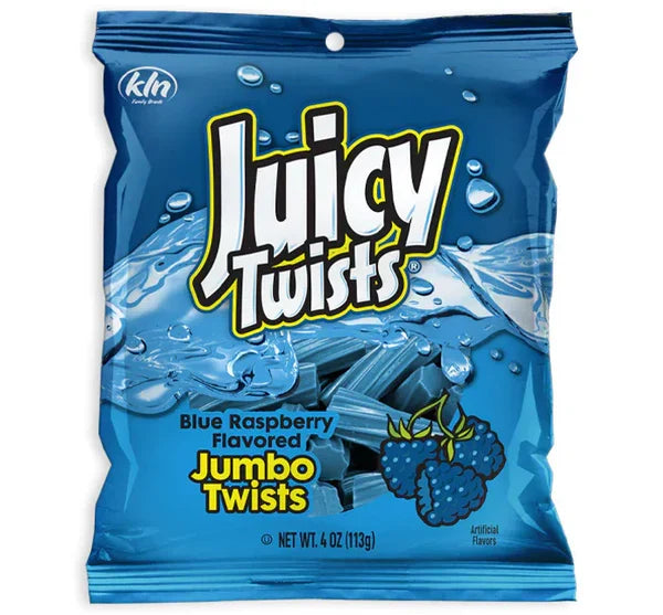 Juicy Twists Blue Raspberry Sour Bites Peg Bag 4oz X 12 Units