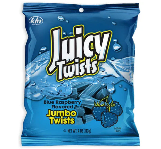 Juicy Twists Blue Raspberry Sour Bites Peg Bag 4oz X 12 Units