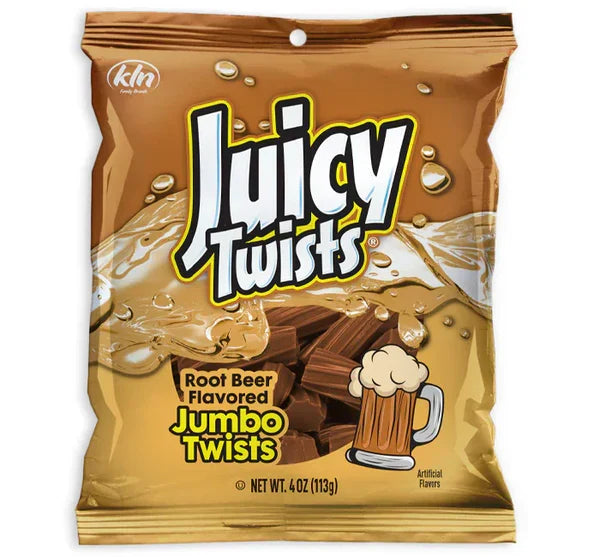 Juicy Twists Root Beer Sour Bites Peg Bag 4oz X 12 Units