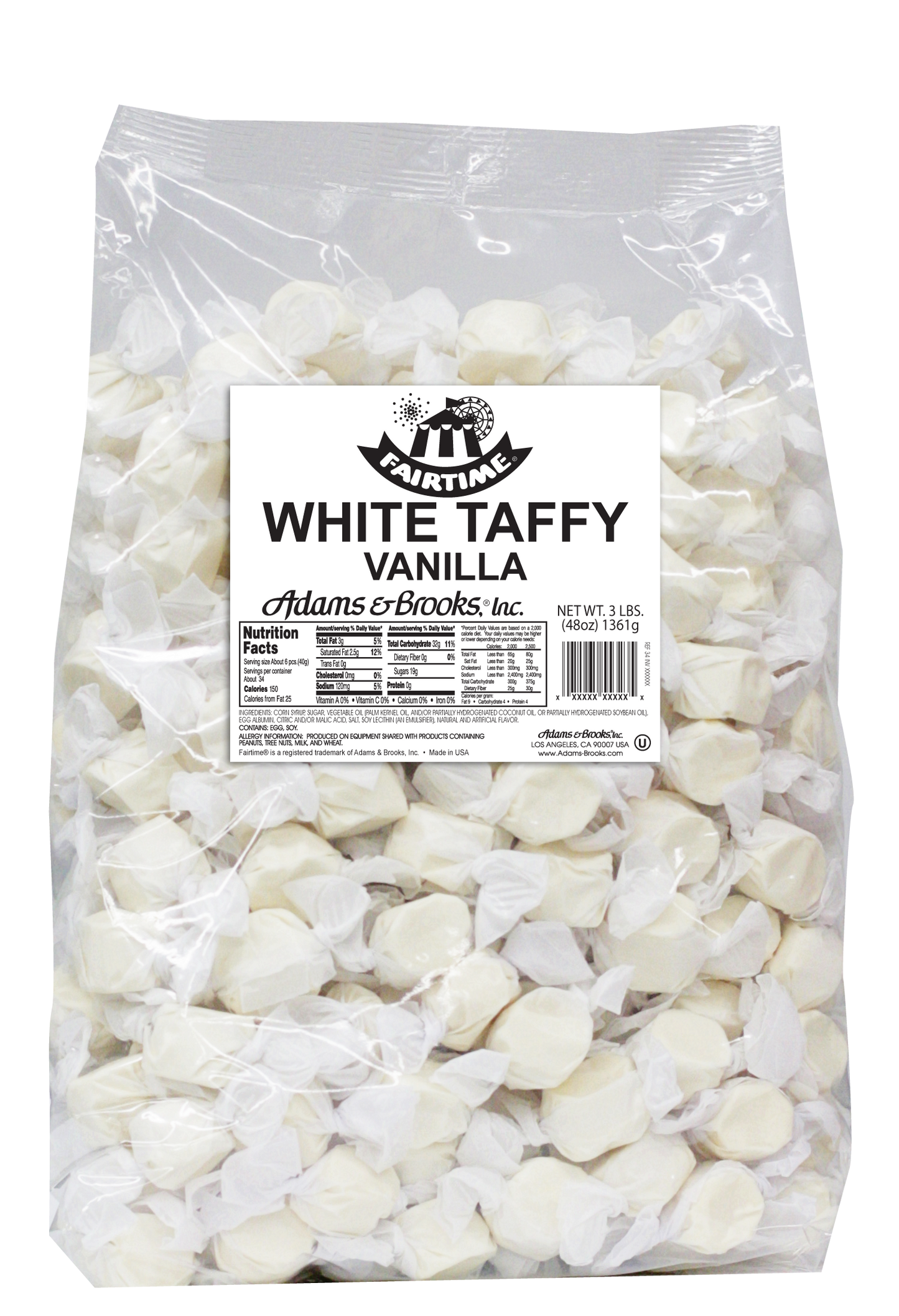 Adams & Brooks Taffy - Vanilla 3lb X 1 Unit