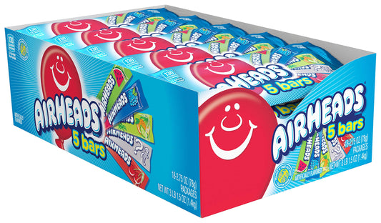 Airheads 5 Bar Pack Assorted Flavors 2.75oz X 18 Units