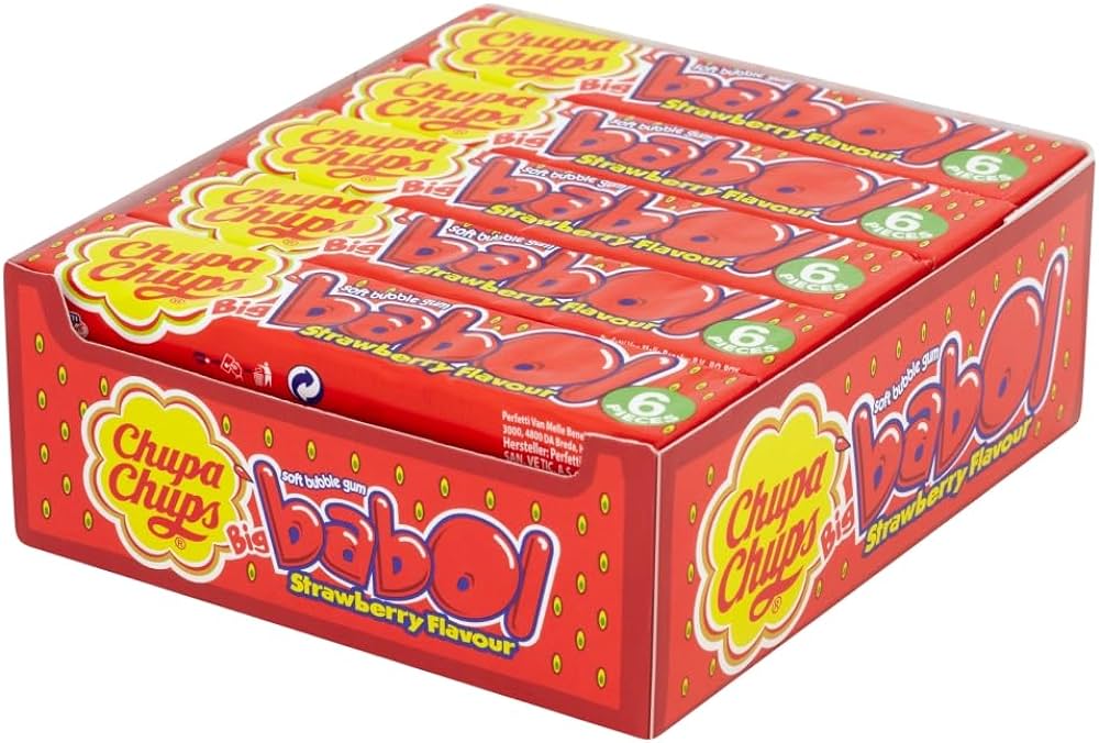 UK Chupa Chups Big Babol Bubble Gum Strawberry 27.6G X 20 Units