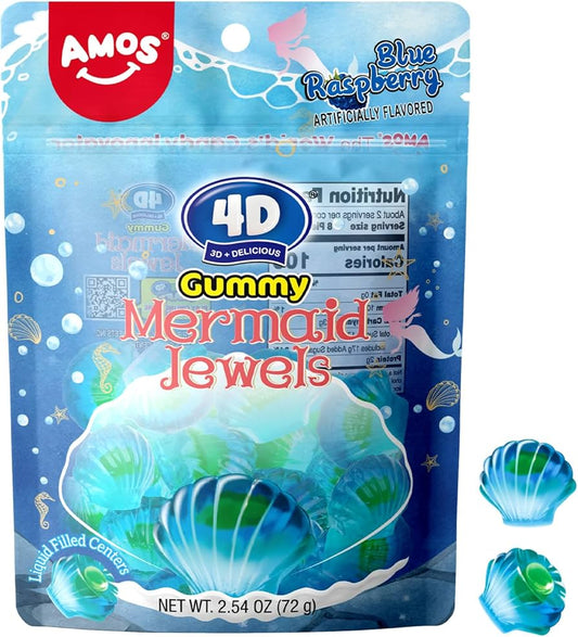 Amos 4D Gummy Mermaid Jewels Sub Bag 6oz X 12 Units