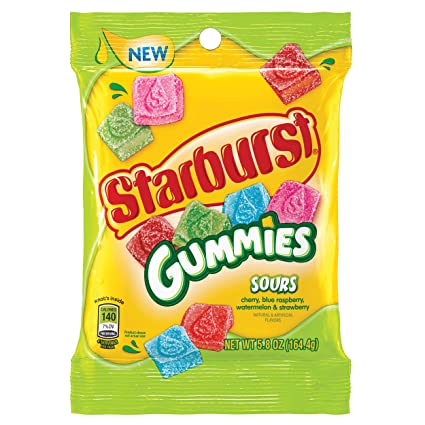 Starburst Gummies Sour Peg Bag 5.8oz X 12 Units - CandyStation