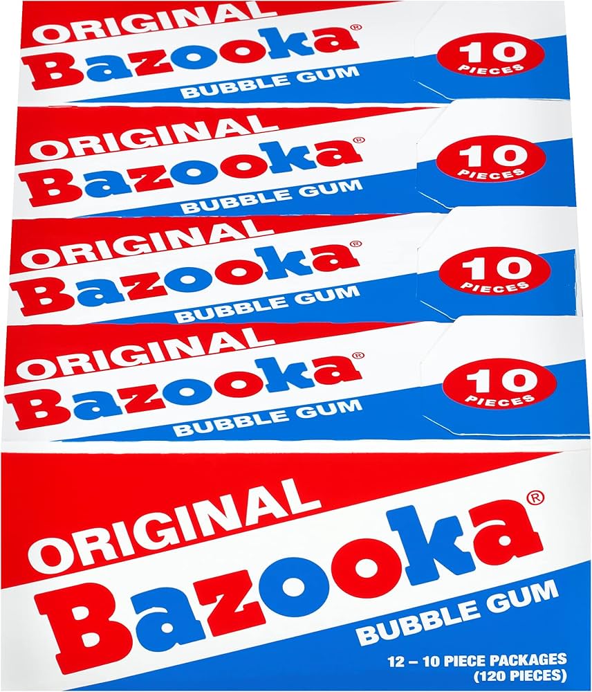 Bazooka Wallet Pack 10pc (5 Orig,5 Blue Rasp) X 12 Units