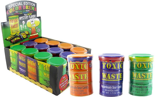 Toxic Waste Colored Drums 1.7oz X 12 Units - CandyStation
