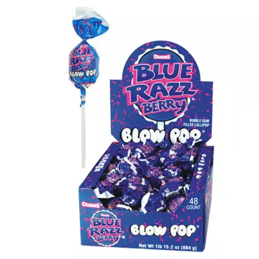 Charms Blow Pop Blue Razz Berry 48 Units
