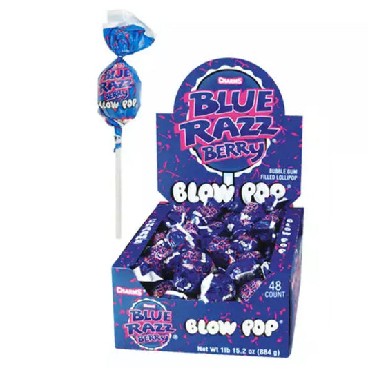 Charms Blow Pop Blue Razz Berry 48 Units