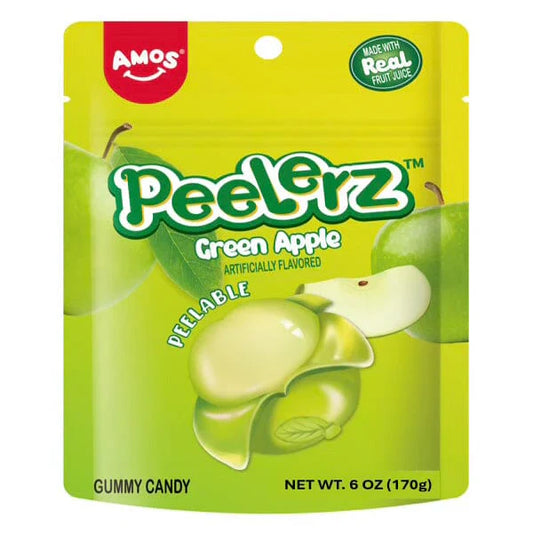 Amos Peelerz Gummy Green Apple 6oz X 12 Units