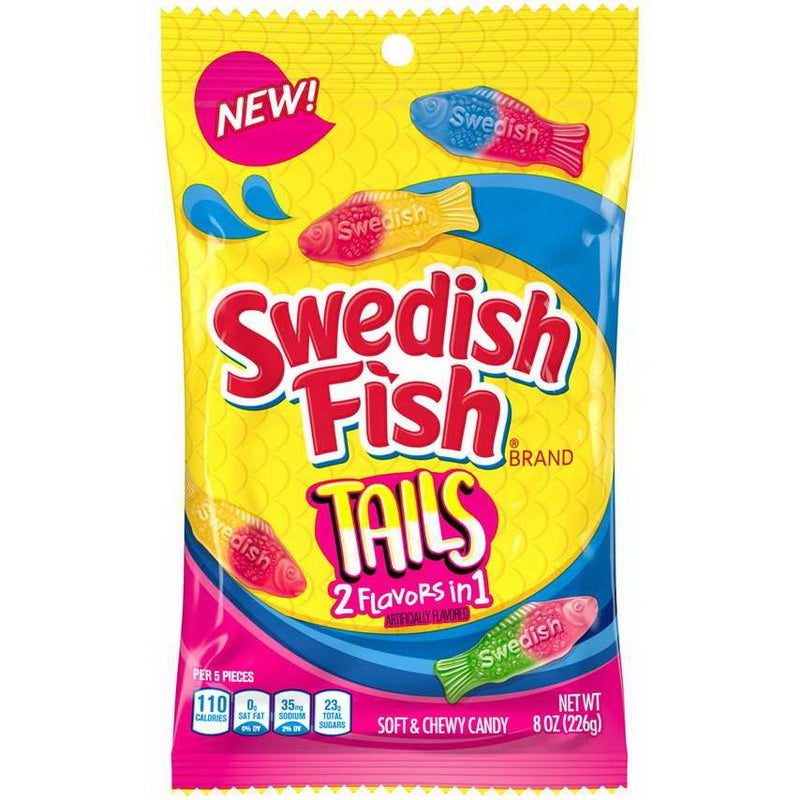 Swedish Fish Big Tails Assorted Peg Bag 8oz X 12 Units