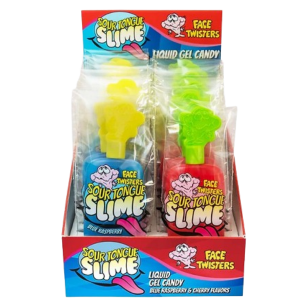 Face Twisters Sour Tongue Slime Blue Ras/Cherry 1.4oz X 24 Units