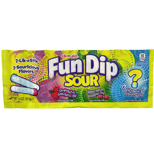 Wonka Lik-M-Aid Fun Dip - Sour X 24 Units