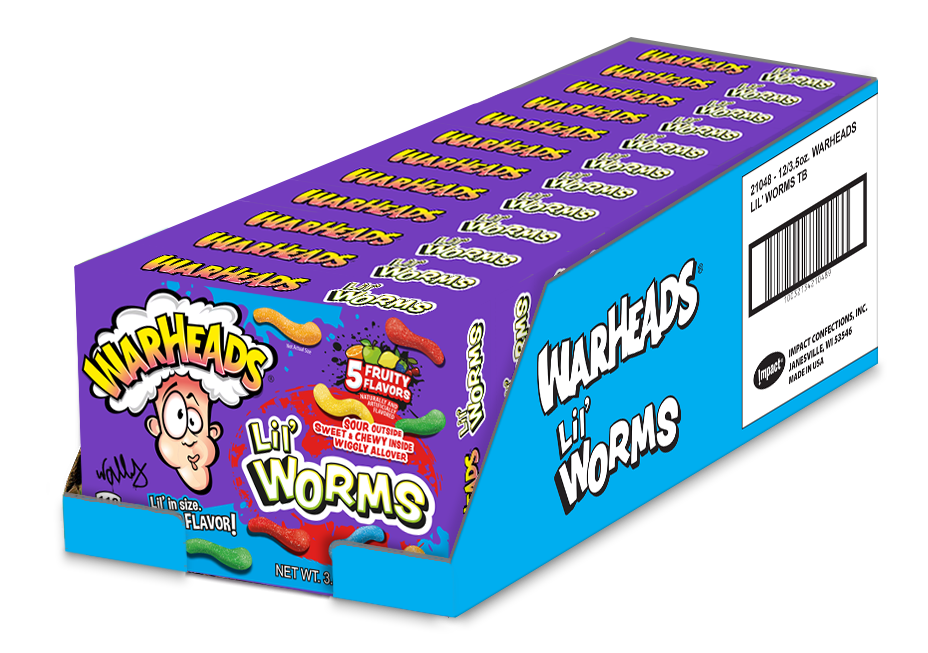 Warheads Lil Worms Theater Box 3.5oz X 12 Units