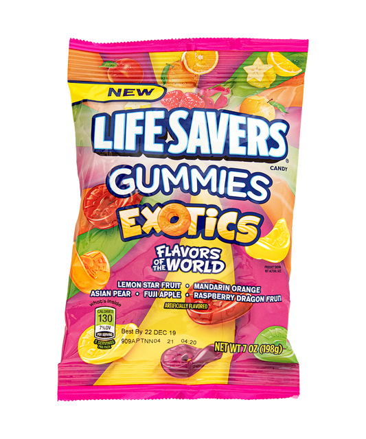 LIFESAVERS GUMMIES EXOTICS PEG BAG 7OZ