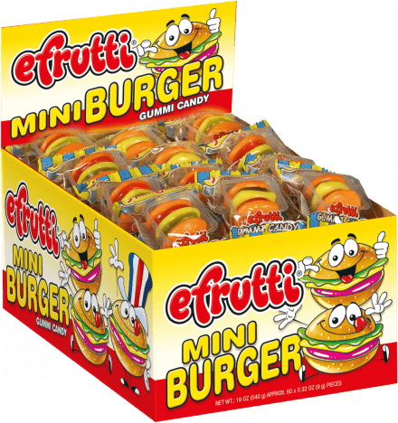 E - Frutti Gummi Mini Burgers (Wrapped) 60 Units - CandyStation