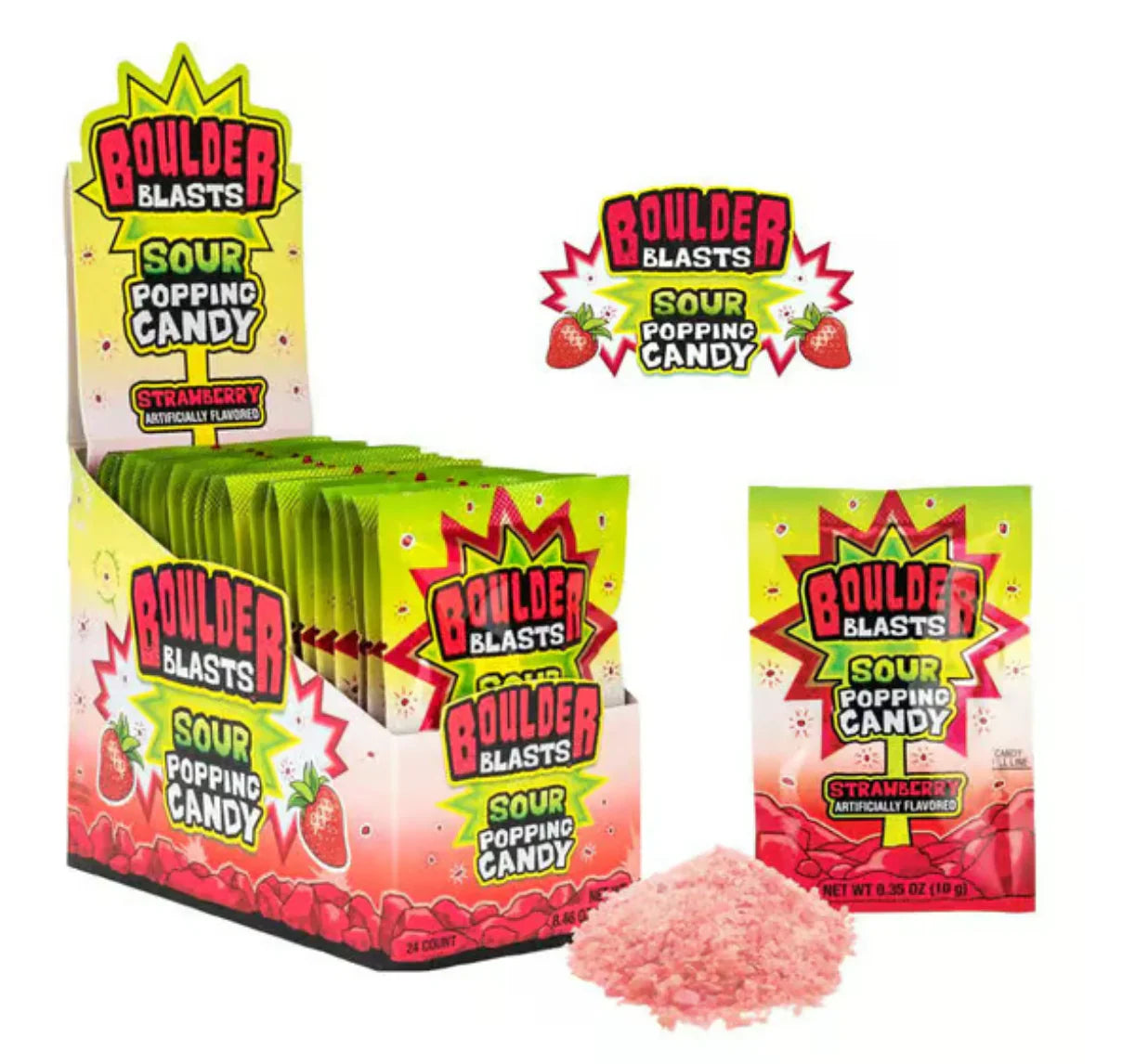 Koko's Boulder Blast Poppin Candy Sour Strawberry 10gm X 24 Units
