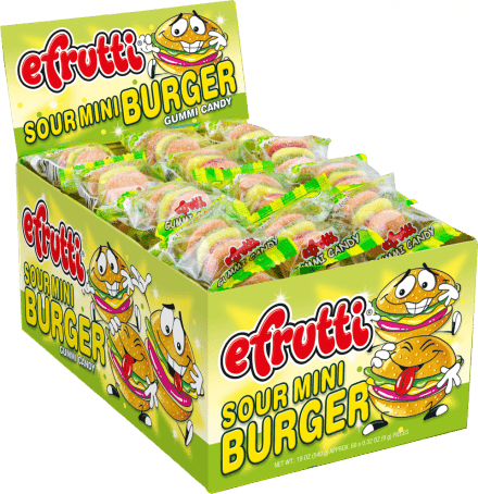 E - Frutti Gummi Sour Mini Burger 60 Units - CandyStation