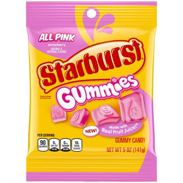 Starburst Gummies All Pink Peg Bag 5oz X 12 Units