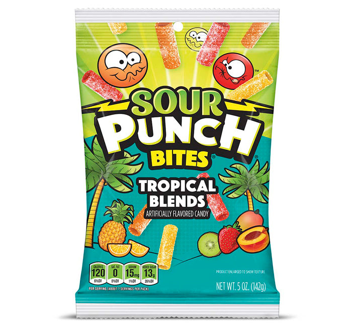 Sour Punch Tropical Bites Peg Bag 5oz X 12 Units