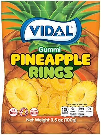 Vidal Gummi Pineapple Rings Peg Bag 3.5oz X 14 Units
