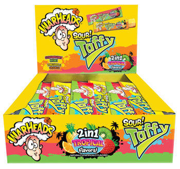 Warheads Taffy Bar 2-In-1 Tropical 1.49oz X 24 Units