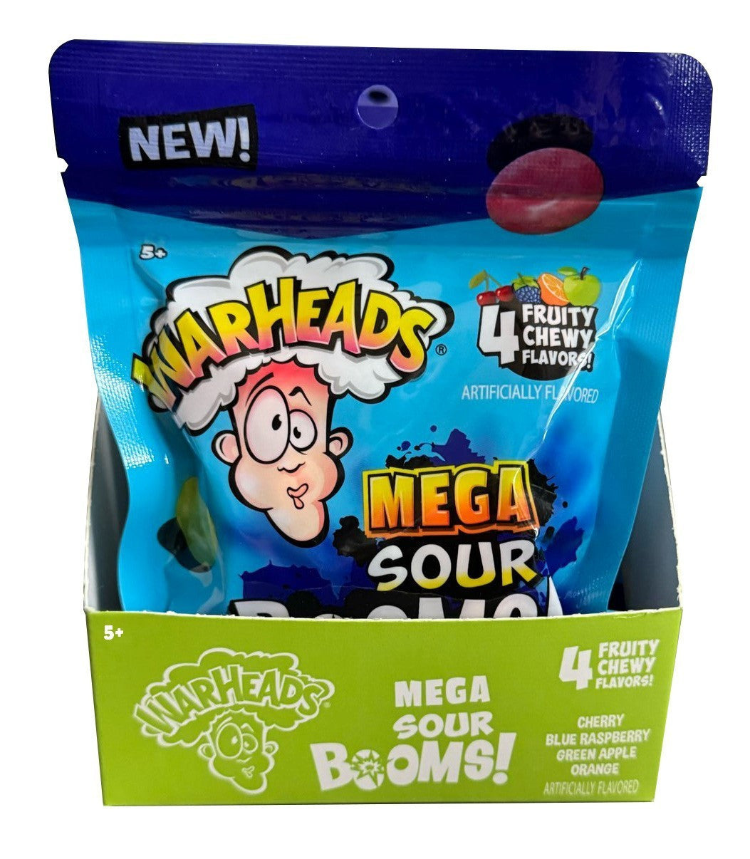 Warheads Sour Booms Fruit Chews Peg Bags 5.5oz X 8 Units
