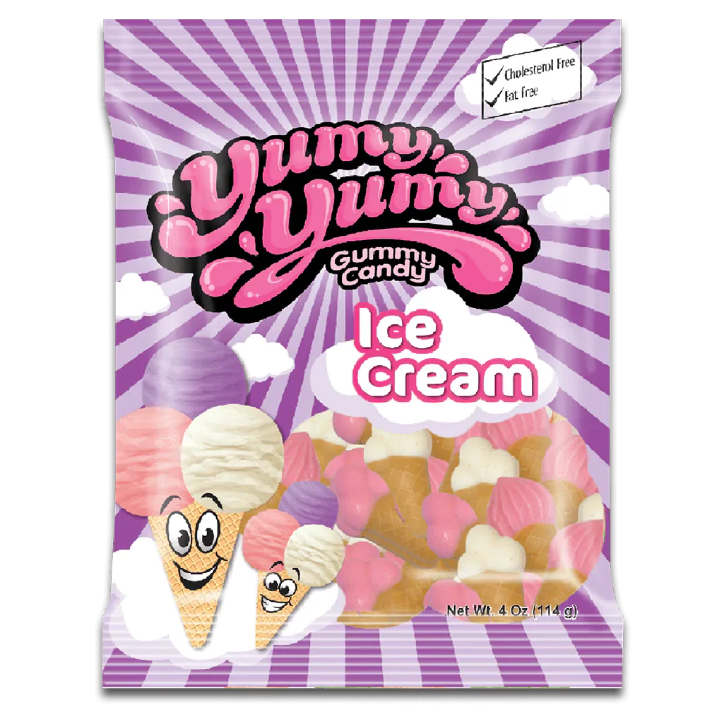Yumy Yumy Ice Cream Cones Peg Bag 4oz X 12 Units
