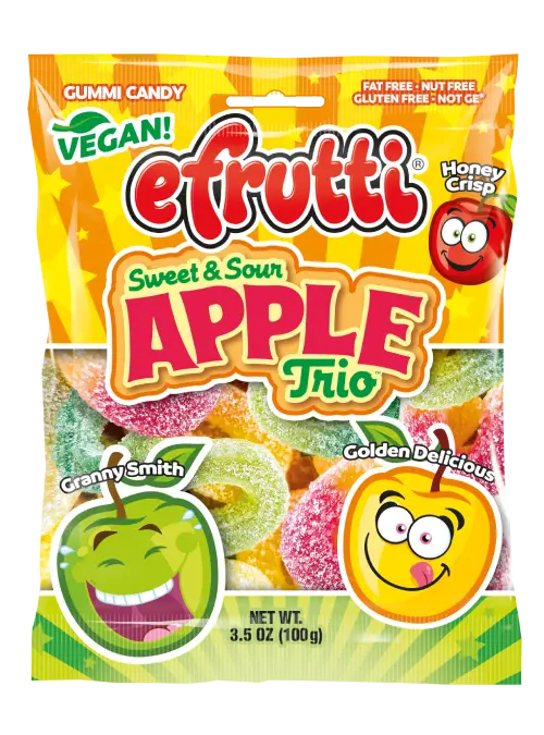 Efrutti Apple Trio Peg Bag 3.5oz X 12 Units